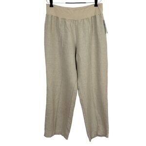COLDWATER CREEK New Linen PANTS Wide Leg 16 Beige Flax Lagenlook Euro Summer